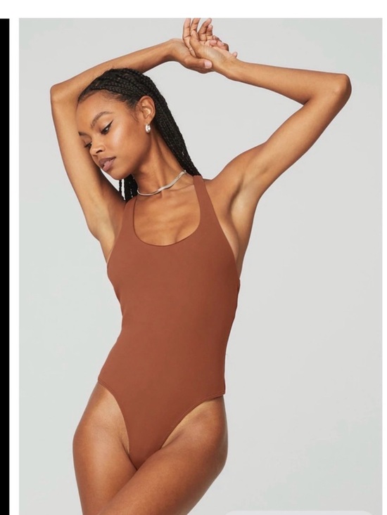 ALO Yoga Tops - Sleek Brown One-Piece Bodysuit